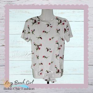 Like New White Floral Top